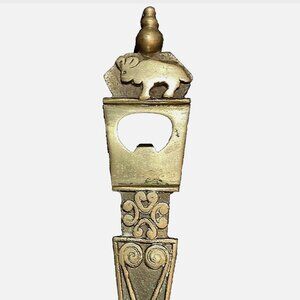 Vintage Solid Brass Bottle Opener Handmade Celtic Dagger Animal Tribal 7"